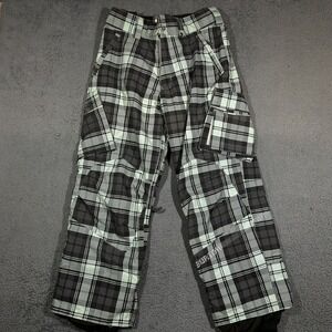 Burton The White Collection Snowboard Pants Mens Small Plaid #2123
